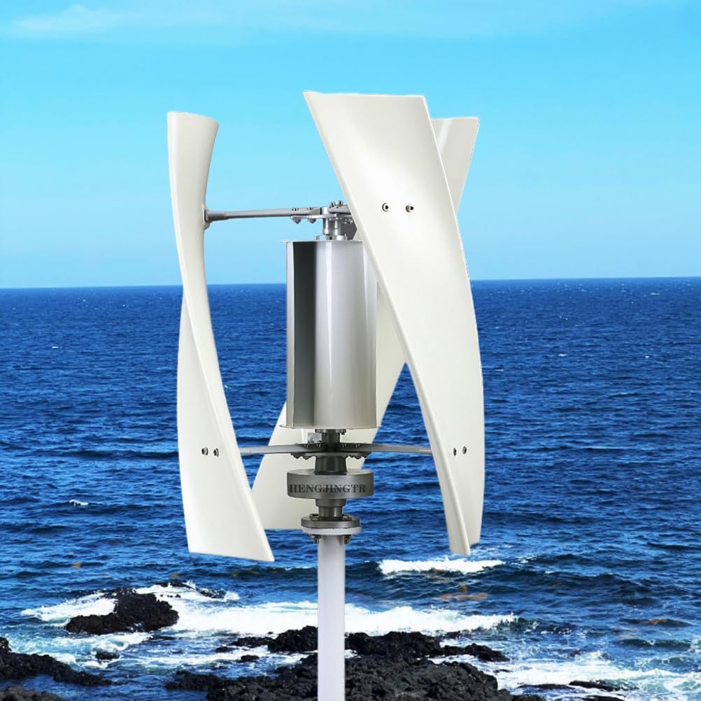 ?Windmills Vertical Axis Small Wind Turbine Generator Low Noise 10000W 12V 24V 48V Coreless RPM Upright Windmill with Controller (48V)
