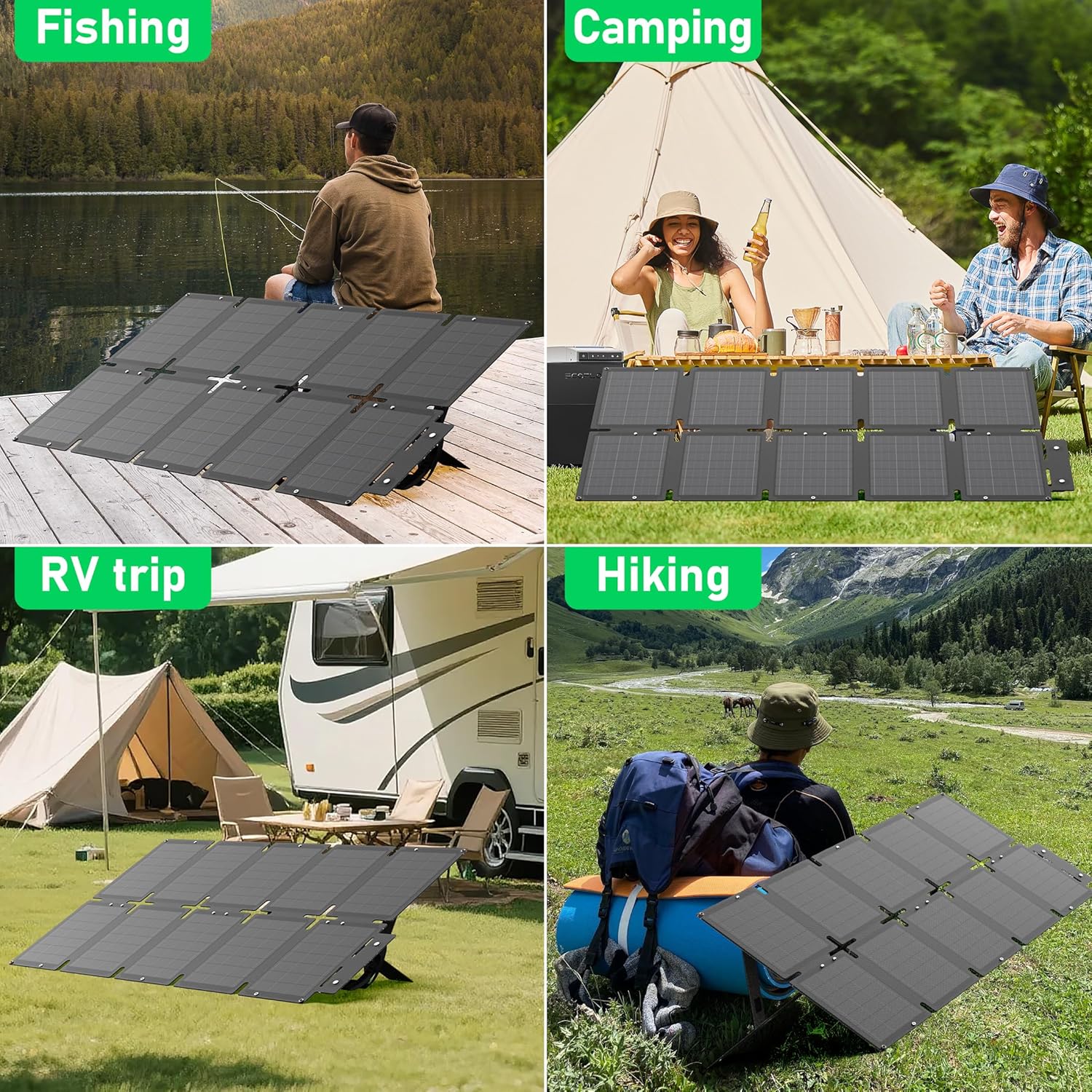 Portable Solar Panel 100W, Monocrystalline 24.8% High Efficiency Foldable Solar Panel, Panel Solar Kit IP65 Waterproof for Camping RV Backpacking Outdoor Use