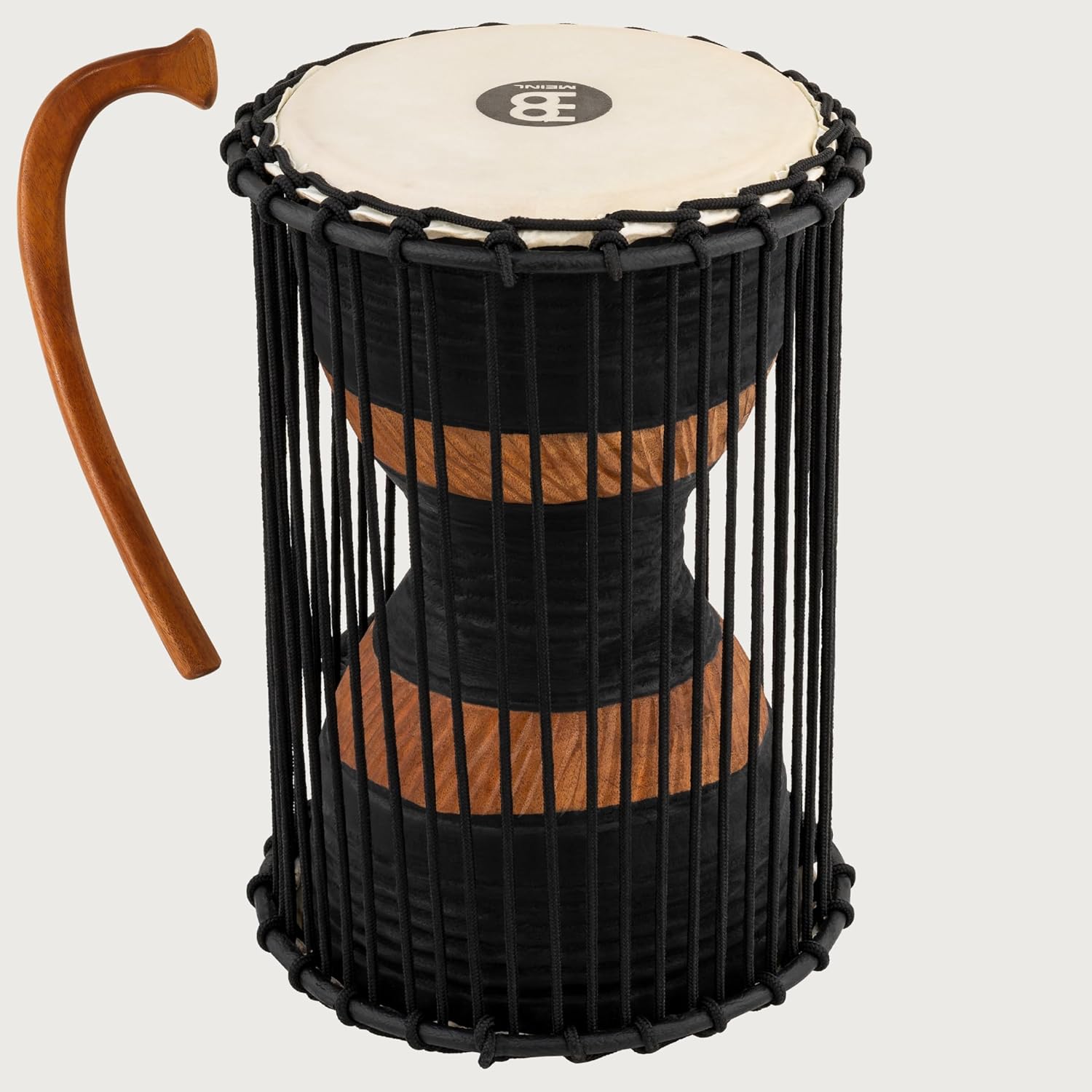 Meinl African Talking Drum with Mahogany Wood Shell and Wooden Beater - NOT MADE IN CHINA - Medium Size Goat Skin Heads, 2-YEAR WARRANTY (ATD-M)