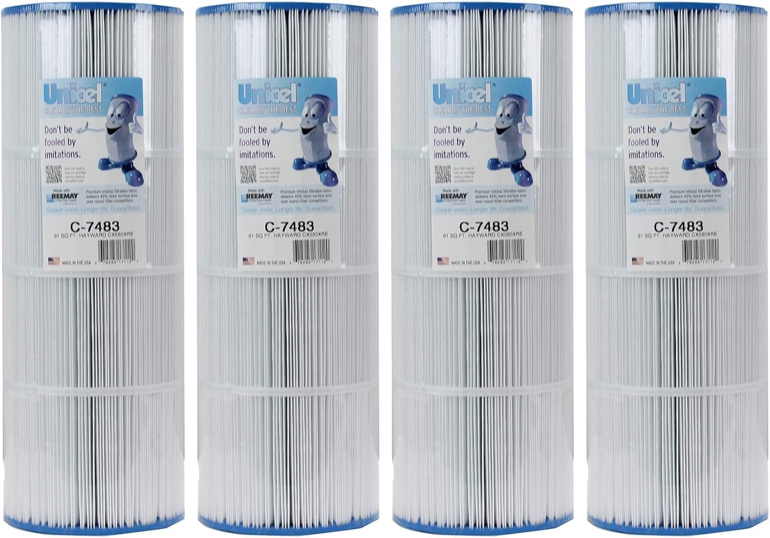 Unicel C-7483-4 Pool, Spa or Hot Tub Filter Cartridge Set, Compatible with Hayward CX580XRE, C-580-E, C580E and Pleatco PA81(4 Pack)
