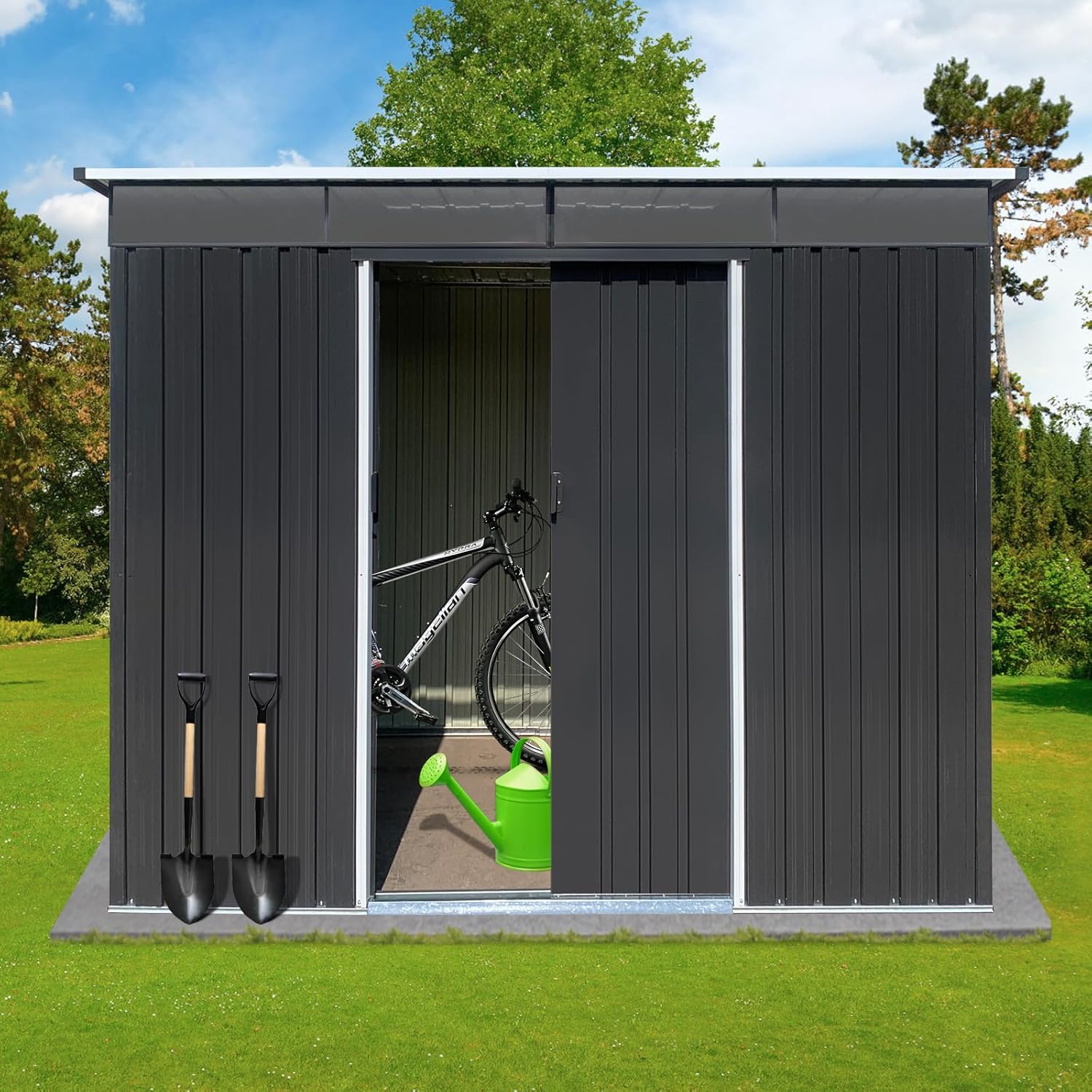 Sheds Outdoor & Storage, Acrylic Total Metal Utility Tool House with Lockable Door & Shutter Vents, Waterproof Storage Garden Shed for Backyard Lawn Patio