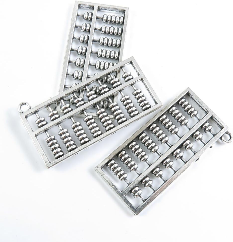 80 Pieces Jewelry Making Charms Antique Silver Tone for Necklace Pendant Bracelet D6IQ0 Chinese Abacus