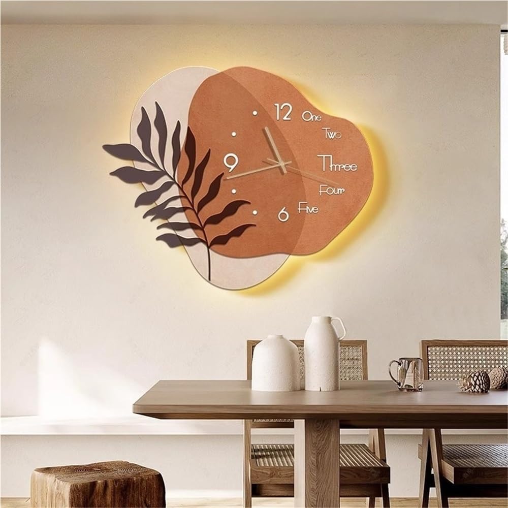 Modern LED Wall Sculpture Clock - Soft Light Wall Hanging for Entryways, Living Rooms, Hallways