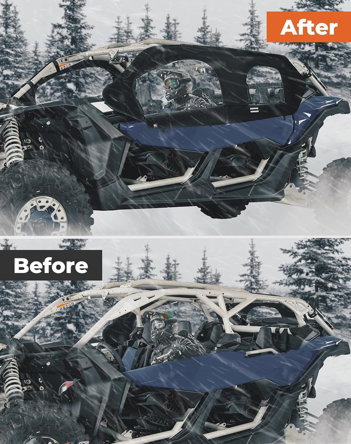 KEMIMOTO Upgraded X3 MAX Soft Upper Doors, Stay Warm & Dry Window Cab Enclosure, compatible with Can-Am Maverick X3 MAX 2017-2025 UTV Accessories, Work with Roof Windshield