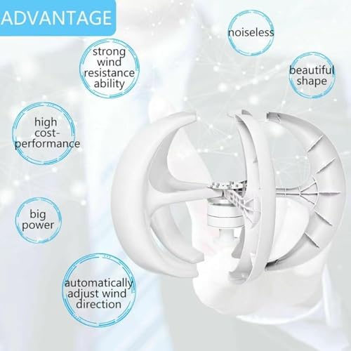 8000W Wind Turbine Generator Kit for Home Use - 12V/24V/48V Vertical Axis, 5 Blades, High Efficiency with Controller - Ideal for Renewable Energy Solutions