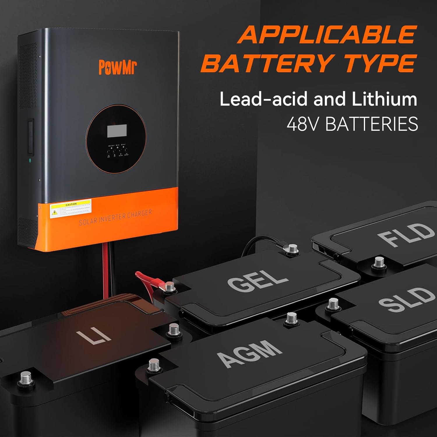 PowMr 5000W 48V Spilt-Phase Solar Inverter 120V/240V, Low-Frequency Inverter Built-in 120A MPPT Controller, Peak 15000W, fit for Lead-Acid Lithium Battery and Support Utility/Generator/Solar Charge