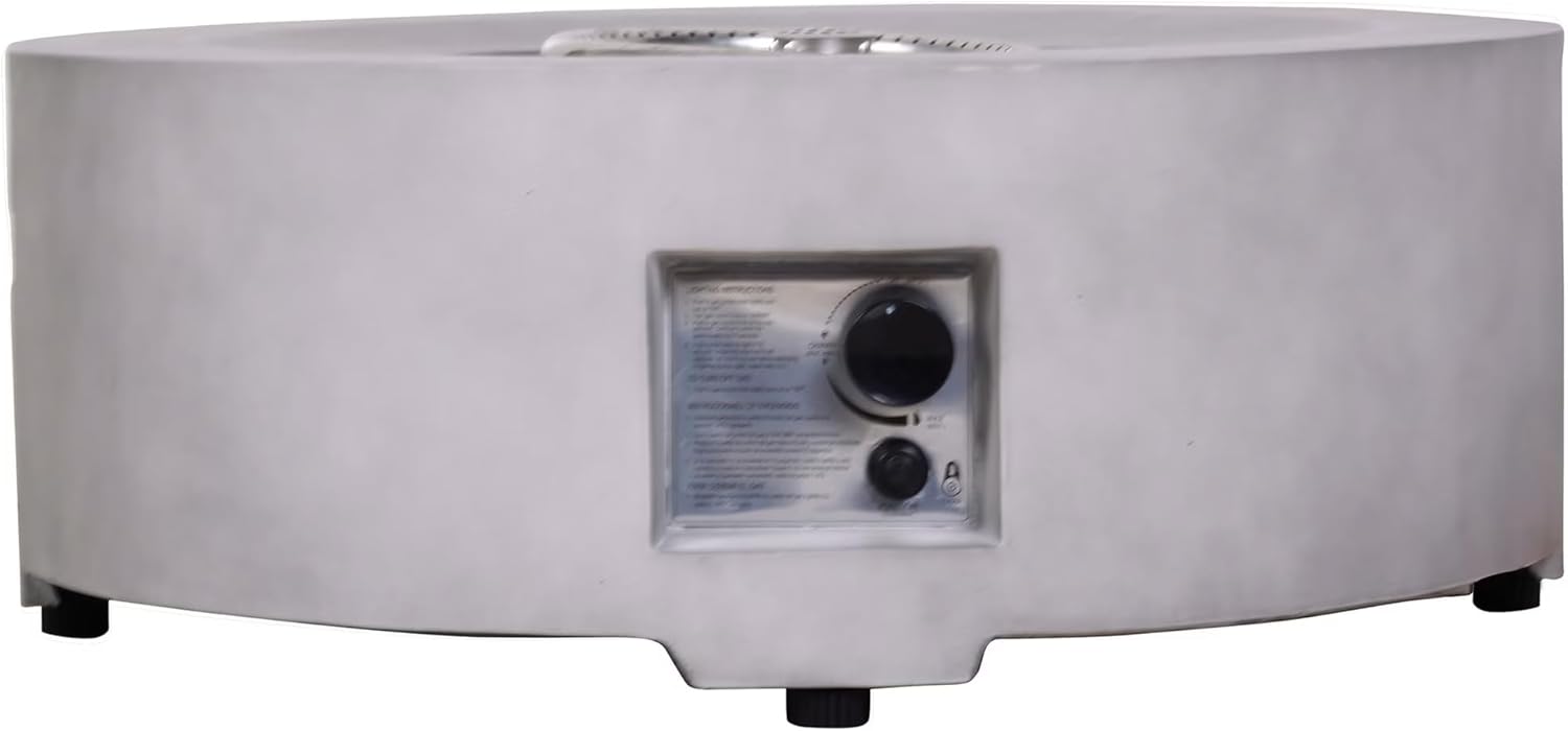 Diameter 30 Inch x 11 Inch Round Faux Concrete Texture Propane Gray Fire Pit with PVC Weather Cover