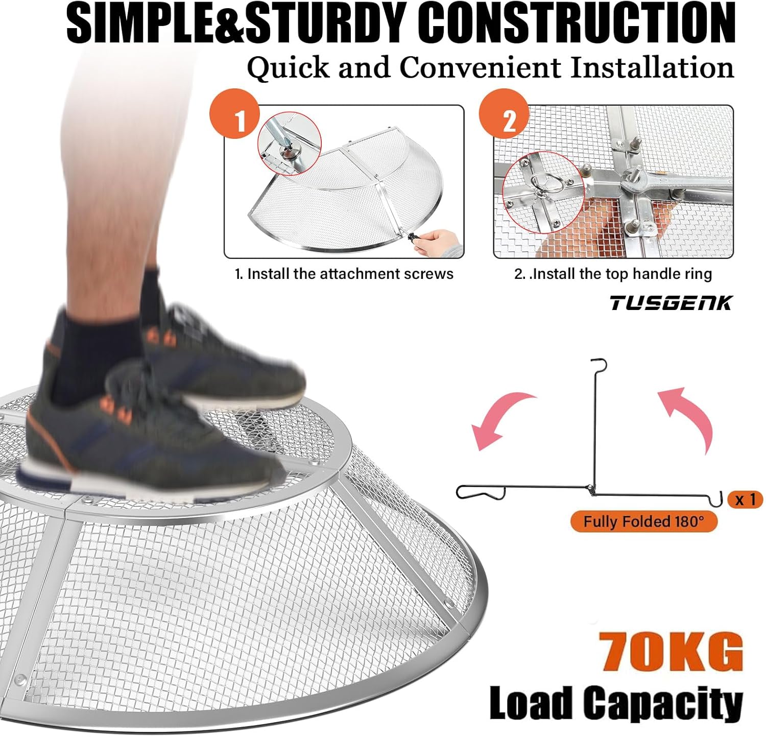 Fire Pit Spark Screen for Solo Stove Bonfire Yukon Accessories, 27 Inch Yukon Shield for Solo Stove Accessories, 304 Stainless Steel Detachable Mesh Fire Pit Spark Protector with Grill Function