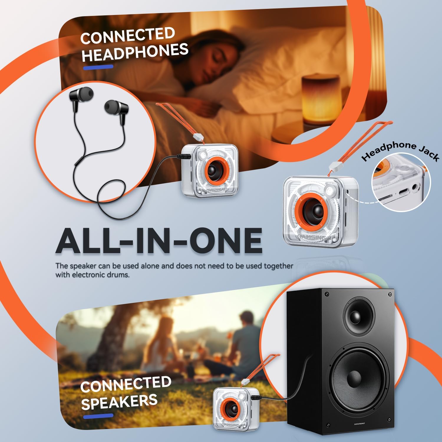 Electronic Drum Set Portable - Quiet Electric Drum Practice Set Air Drumsticks With 3.5mm Input, Drumming App Lessons Games, Storage Bag, Foot Pedal, Lanyard - with Step-by-Step Video Tutorials