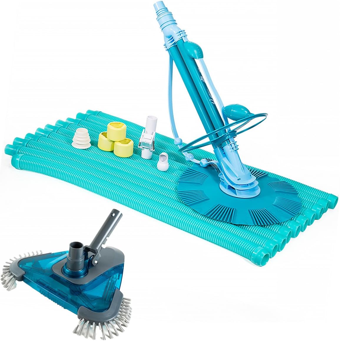 XtremepowerUS InGround Suction Vacuum Pool Cleaner – Climb Wall Automatic Cleaning Set with 30FT Hose + Triangle Head with Side Brushes