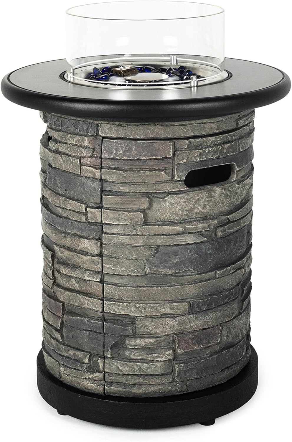 Outdoor Propane Fire Pit Table, Round Porcelain Tile Top 22