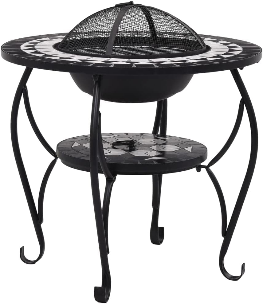 CHARMMA Mosaic Fire Pit Table Black and White 26.8