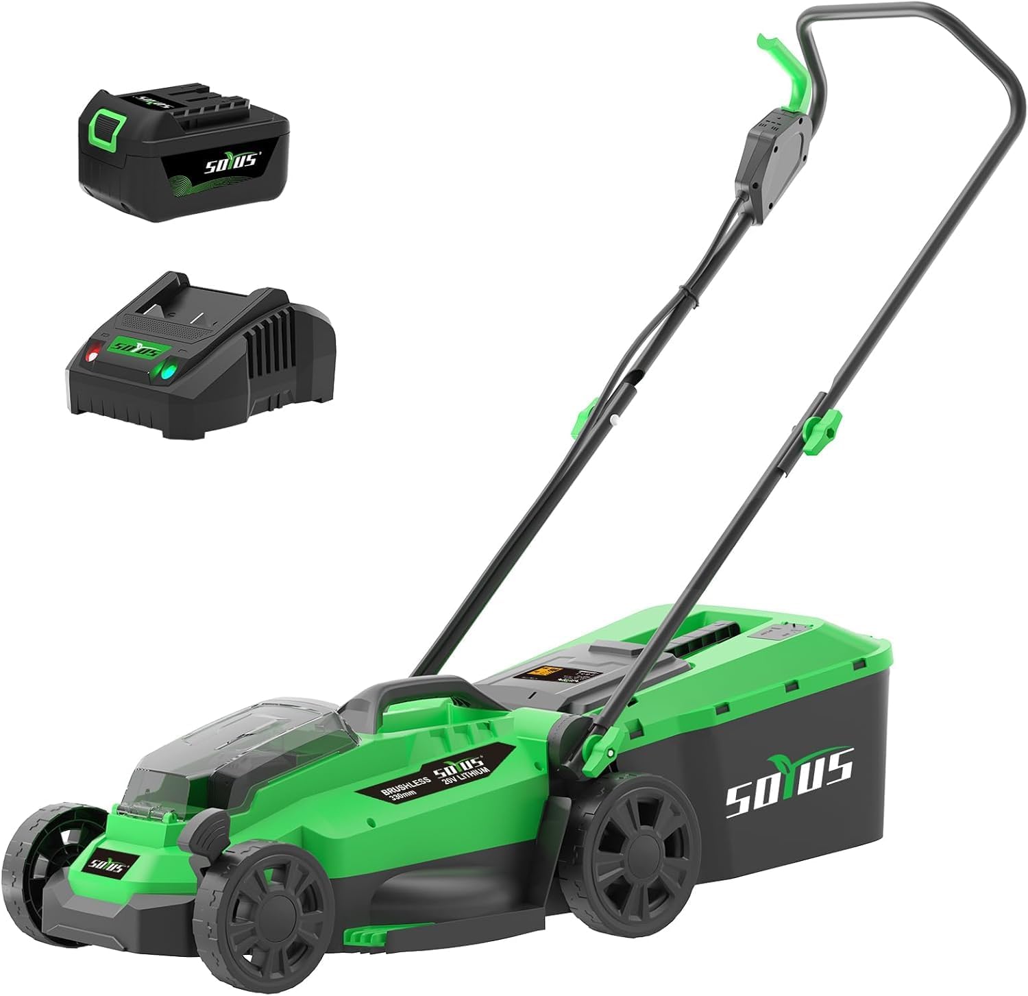 SOYUS Electric Lawn Mower Cordless, 13 Inch 20V Lawn Mowers with Brushless Motor, 2-in-1 Lawn Mower, 5-Position Height Adjustment with 4.0Ah Battery & Charger Included