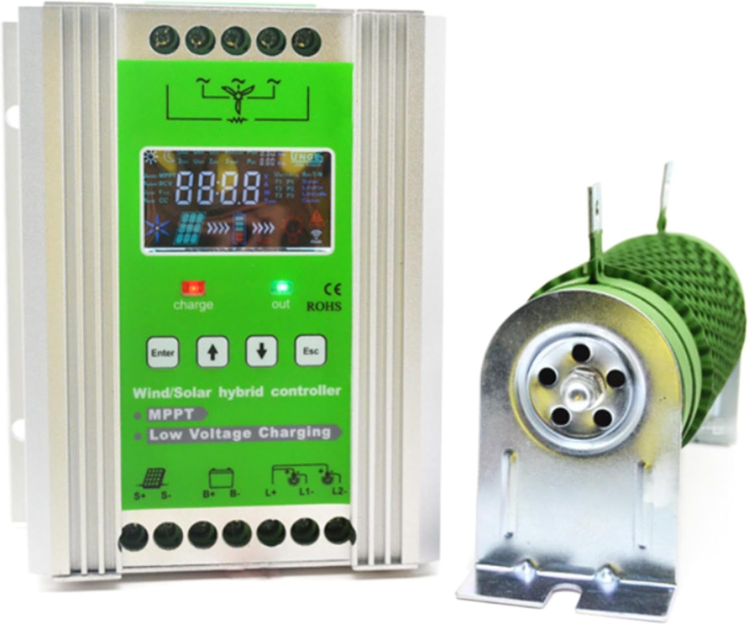 6000W-10000W Wind Turbine Solar Hybrid Charging System, MPPT Charge Controller for 12V/24V/48V Batteries, Off-Grid Regulator & Unloader for Renewable Energy Solutions