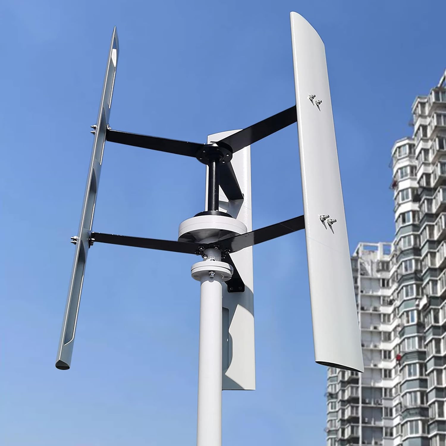 800W 12V Wind Turbine Generator VAWT 3 Blades Vertical Axis Wind Turbine Kit 2m/s Low Wind Speed Starting Wind Power Generator with MPPT Charge Controller for Off Grid System to Charge Battery