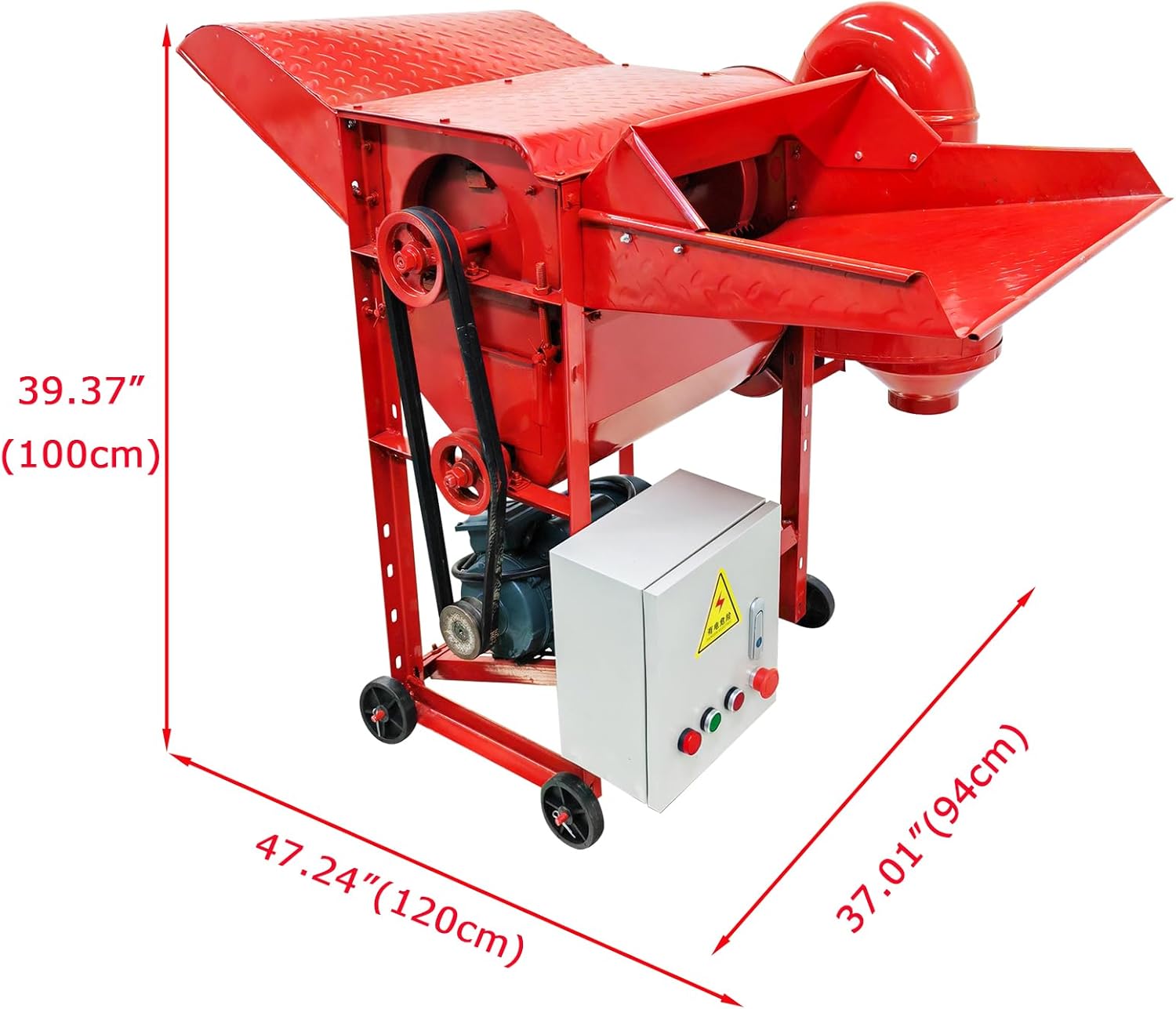 Rice and Wheat Thresher Machine with Blower Grain Huller Peeler for Rice, Beans, Barley, Soybean,Sorghum 220V 2.2KW 300-600kg/h