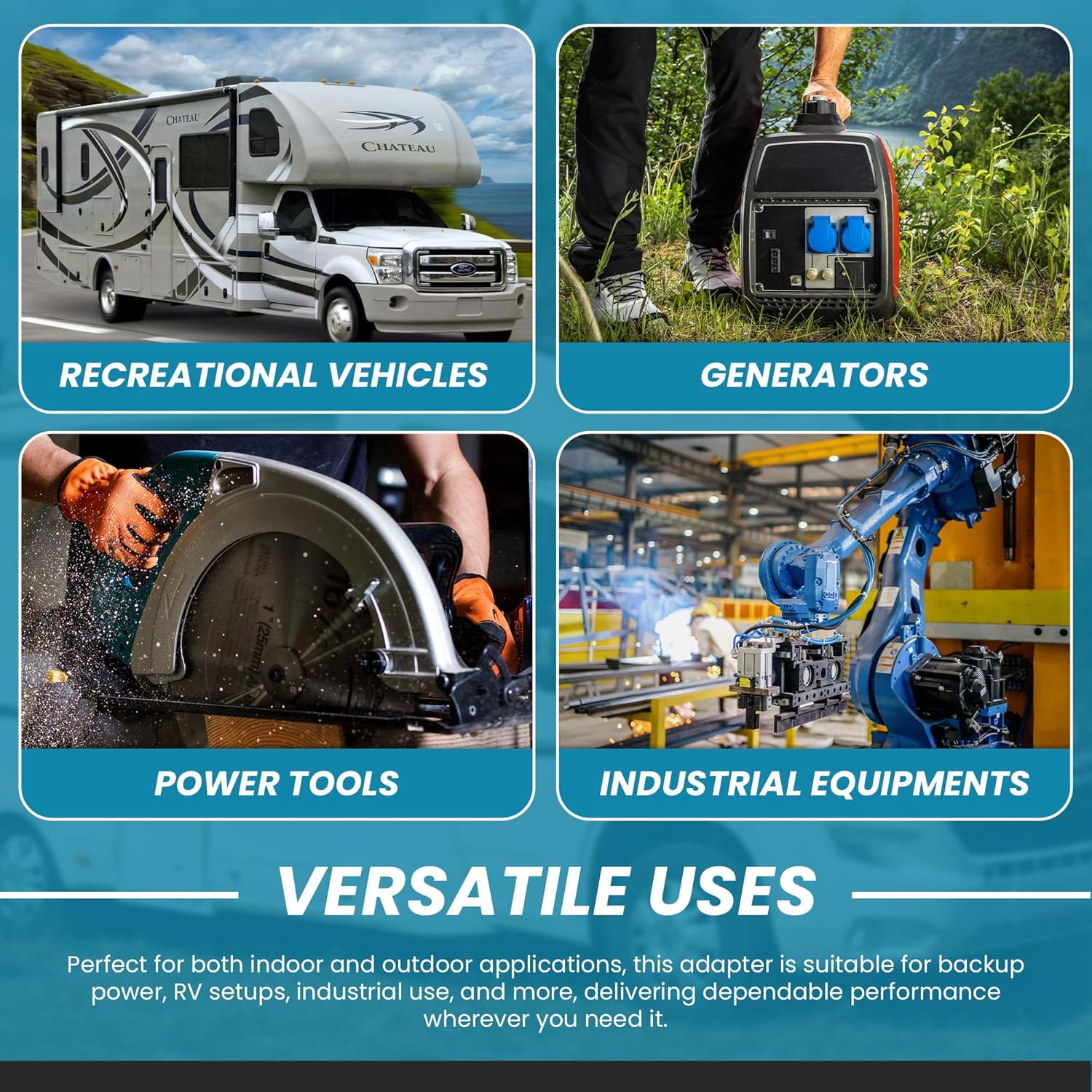 IronBox Electric - NEMA L14-30P to L6-20R Plug Adapter Cord - Rated for 20A, 250V - 12/3 AWG Wire - Power Cable for Generators, RV, Electrical Equipment - Ideal for Indoor/Outdoor Use (1 Foot, Build)