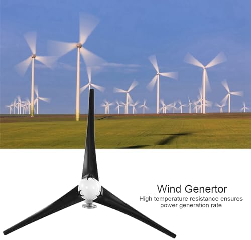 Eujgoov 1200W 3-Blade Wind Turbine Generator 12V/24V/48V Small for Home Marine Off Grid Renewable Energy Charging (Black)