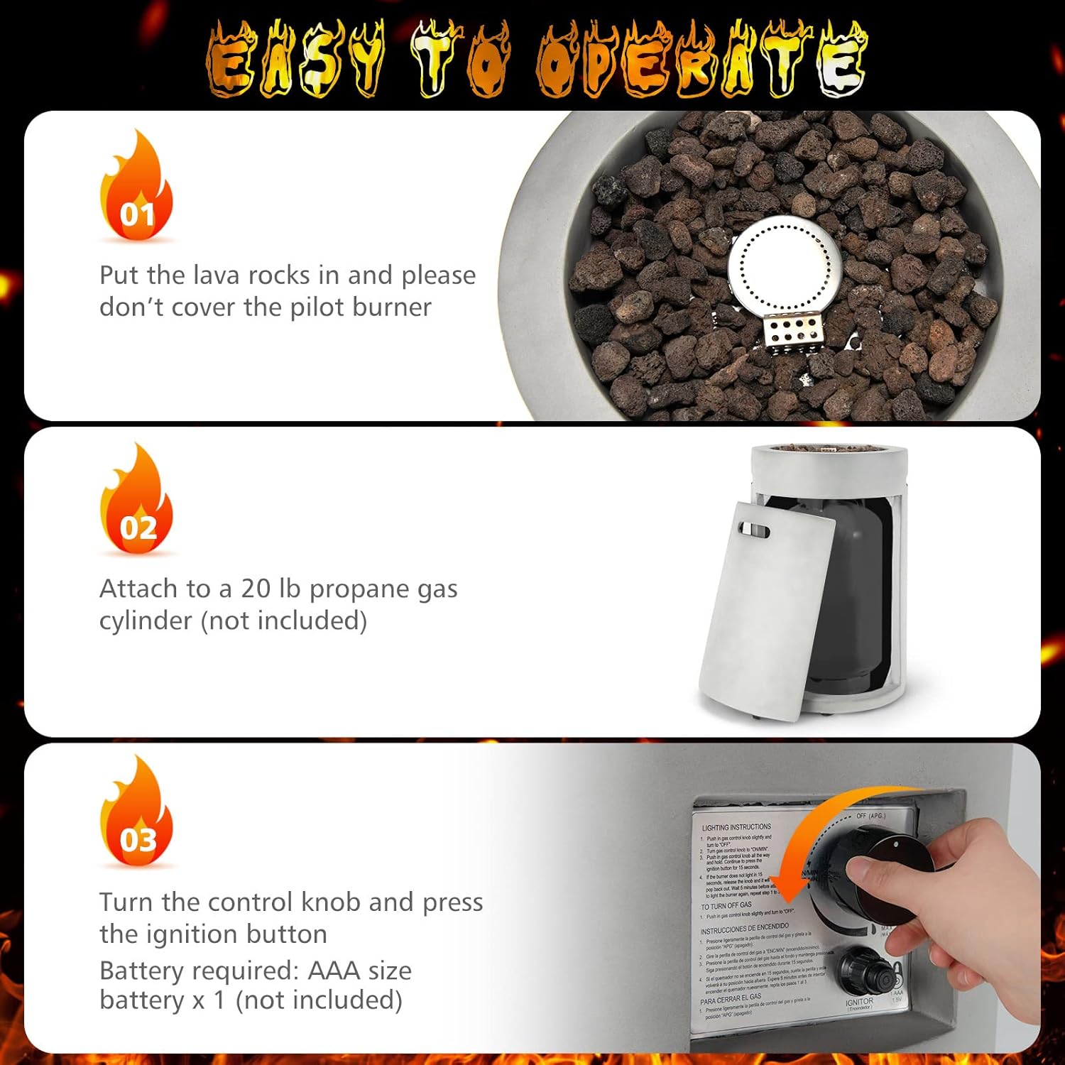 Tangkula Outdoor Round Propane Fire Pit, Patiojoy 16 Inch Auto-Ignition Patio Gas Fire Pit with Waterproof Protective Cover, Touch-up Pen and Lava Rocks, 30,000 BTU Fire Pit for Backyard, Outside