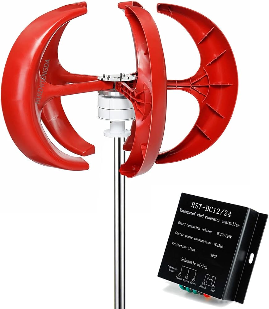 8000W Vertical Axis Wind Turbines Generator Kit,5-Blade Vertical Axis Wind Turbine Generator Garden Boat Wind Motor with Controller,12V 24V 48V