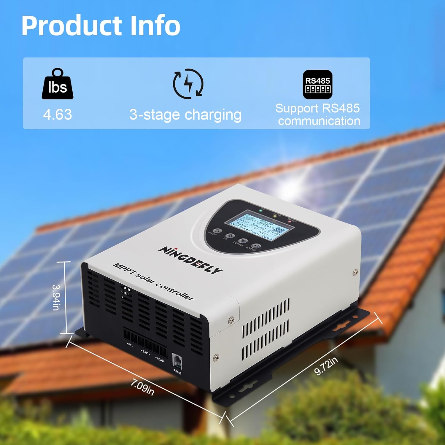 60A Mppt Solar Charge Controller 12V 24V 36V 48V Solar Panel Charge Controller Input DC150v Intelligent Regulator with LCD Display Charge for Gel LiFePO4 SLD FLD Batteries