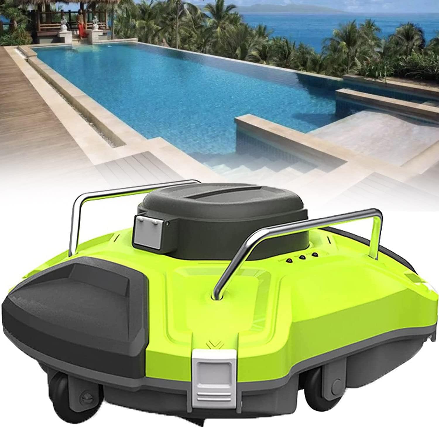 Cordless Robotic Pool Cleaner, Robotic Pool Vacuum Cleaner, Dual-Motor, Self-Parking, 90 Mins Runtime, for Above/In Ground Flat Pool Up to 1000 Sq Ft
