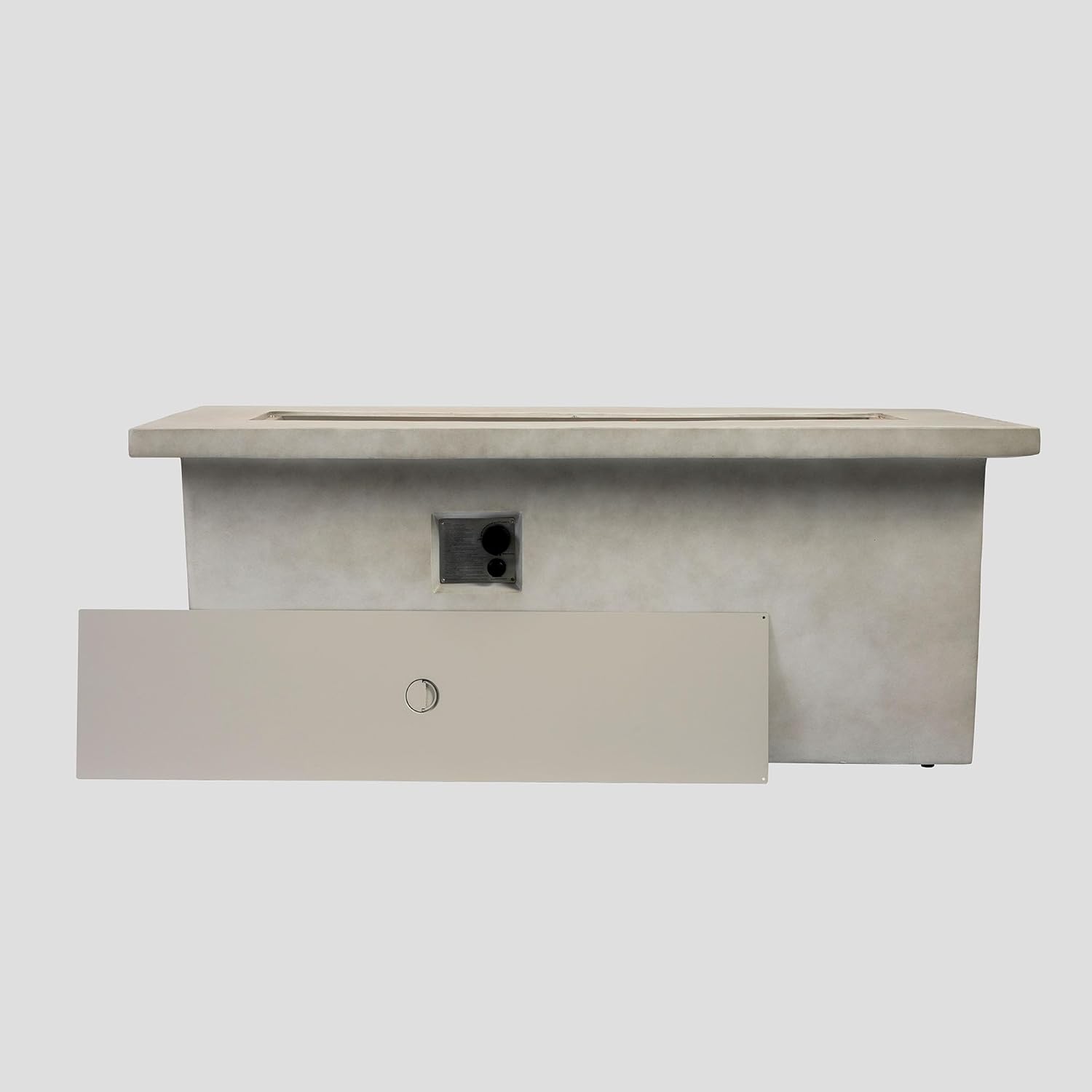 60in Concrete Fire Pit Table Rectangular Propane Gas Fire Pit Table with Storage Cabinet