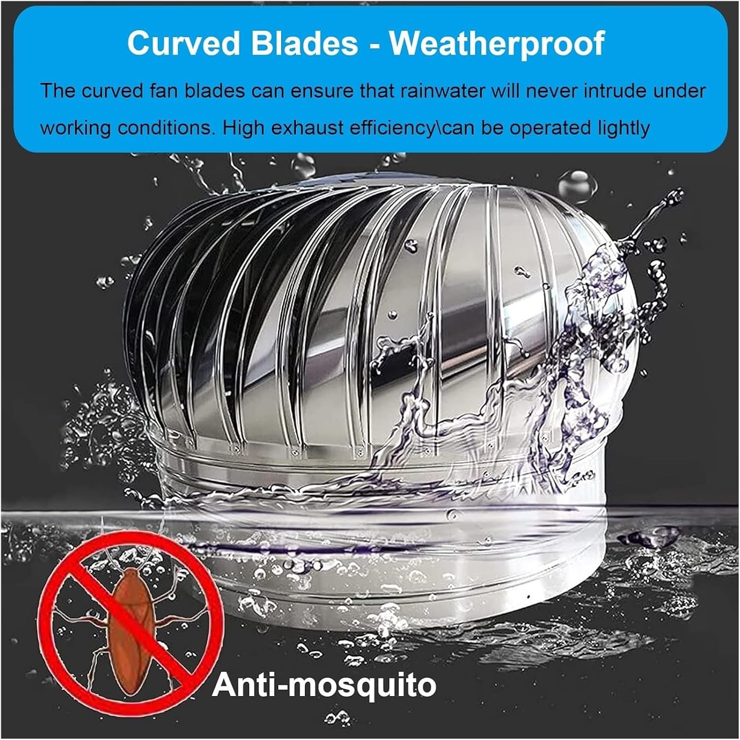 High-Speed Roof Wind Turbine Vent, Durable Rustproof Air Outlet with Internally Braced Bearings, Easy Installation for Chimney & Farm Use (160mm Size)