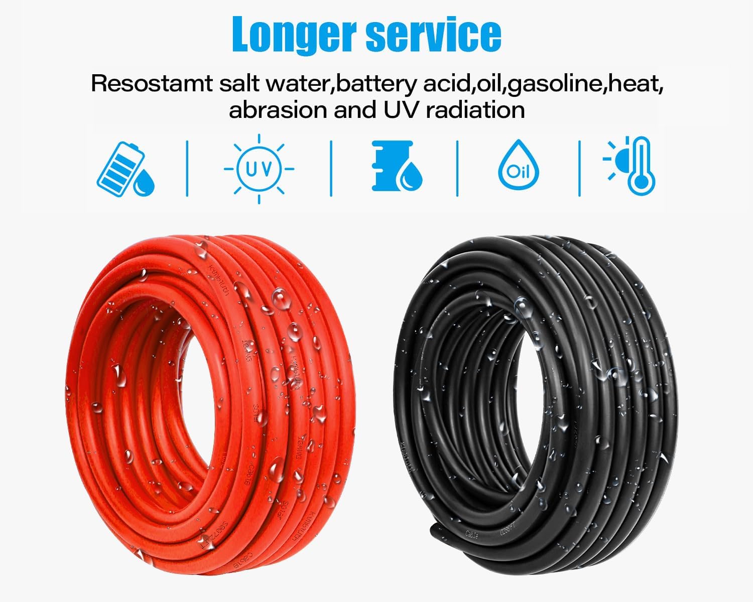 10 AWG Solar Cable 100FT Red + 100FT Black Tinned Copper Wire, 10 Gauge Solar Panel Wire for RV, Automotive, Trailer, Marine, Outdoors