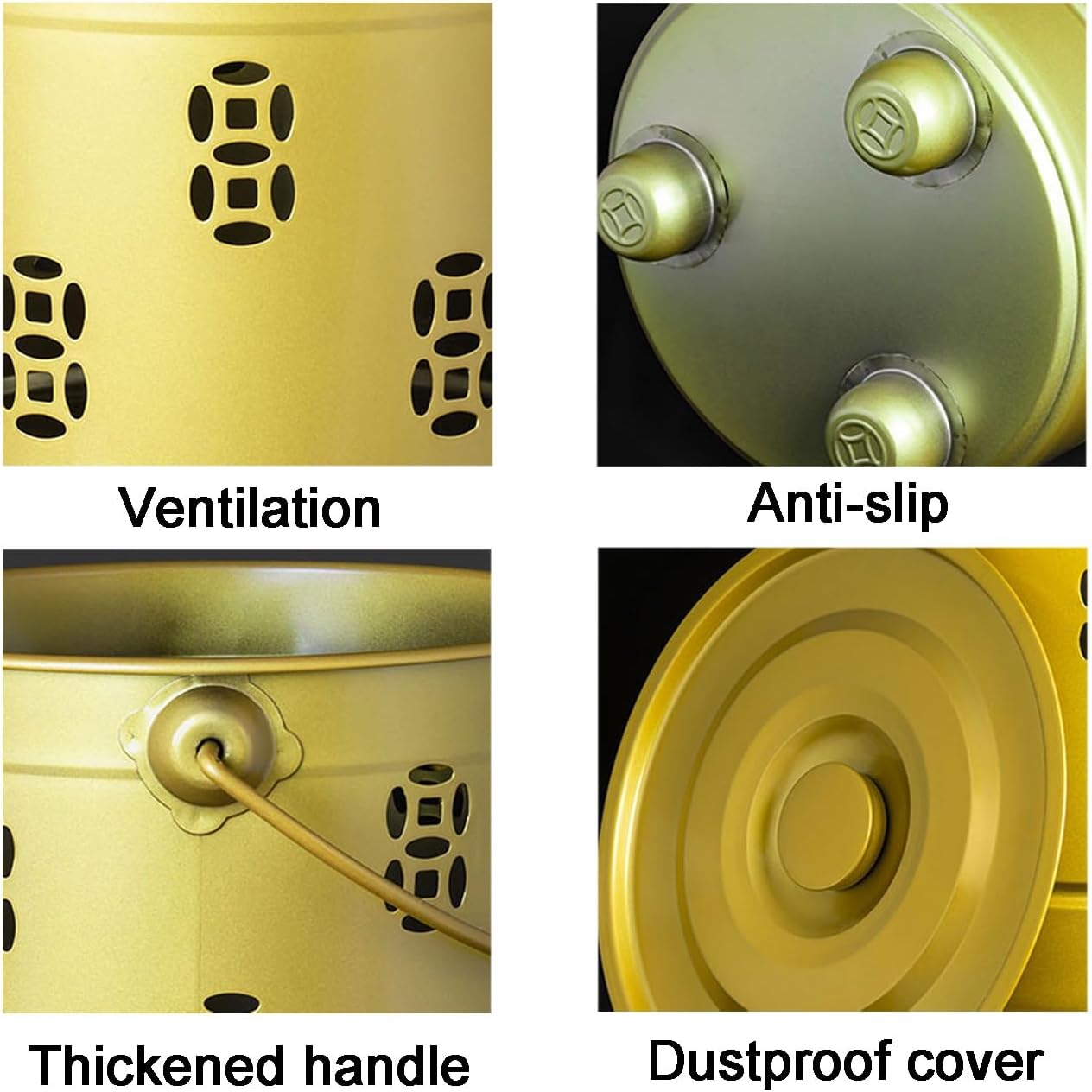 Burn Barrels for Outside, Fire Barrel, Incinerator, Portable Fire Pit, Burn Can for Paper, Burner Bucket for Burning Paper Leaves Trash Wood Burner(Gold,35cm/13in)