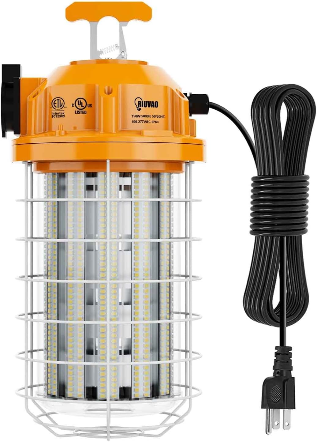 150W LED Temporary Work Light Fixture 24000 Lumen Daylight White 5000K IP64 Dust & Waterproof Stainless Steel Protective Cover for High Bay Construction Jobsite Workshop (150)