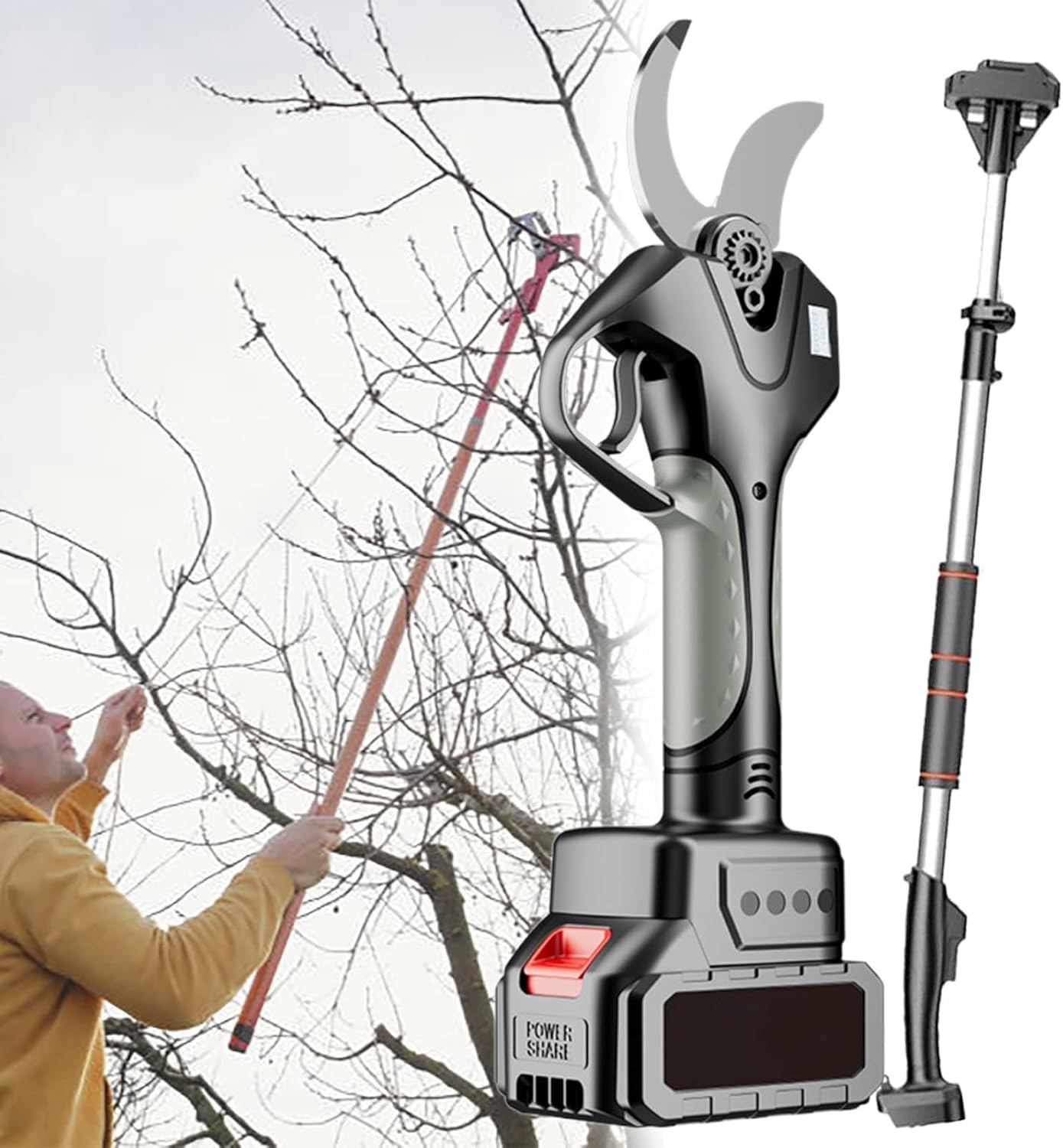 Electric Pruning Shears, Upgraded LCD Display & 2pcs Enhanced Battery, Electric Pruner, Pruning Diameter 3 in, Cordless pruner for Tree, Branch, and Grass Trimming