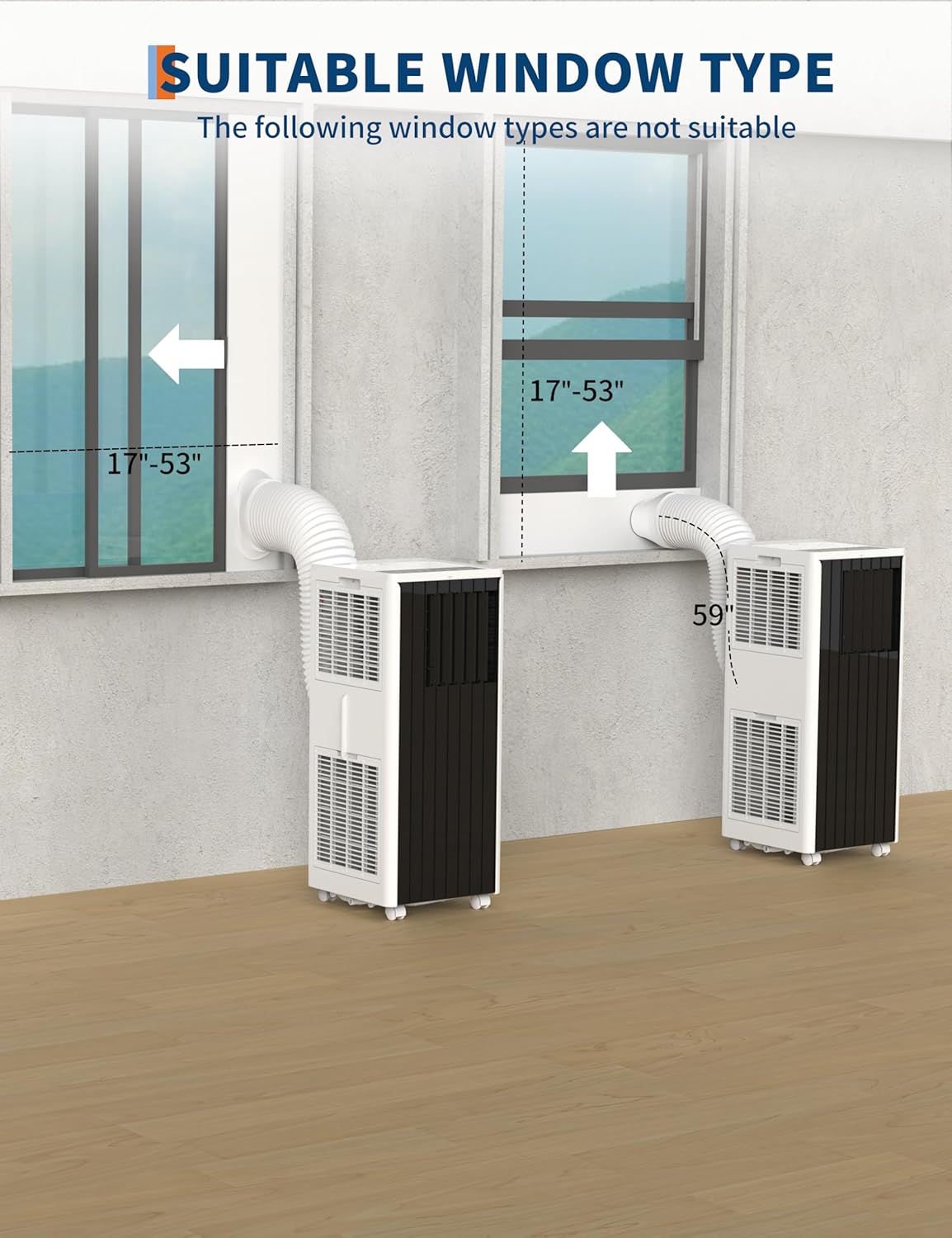 Portable AC 8000 BTU Air Conditioner, Cools 350 Sq.Ft Room, with Fan & Dehumidifier, Remote Control, 24H Timer, Auto Swing, Easy Setup for Home, Bedroom, Office, Living Room Use, White and Black