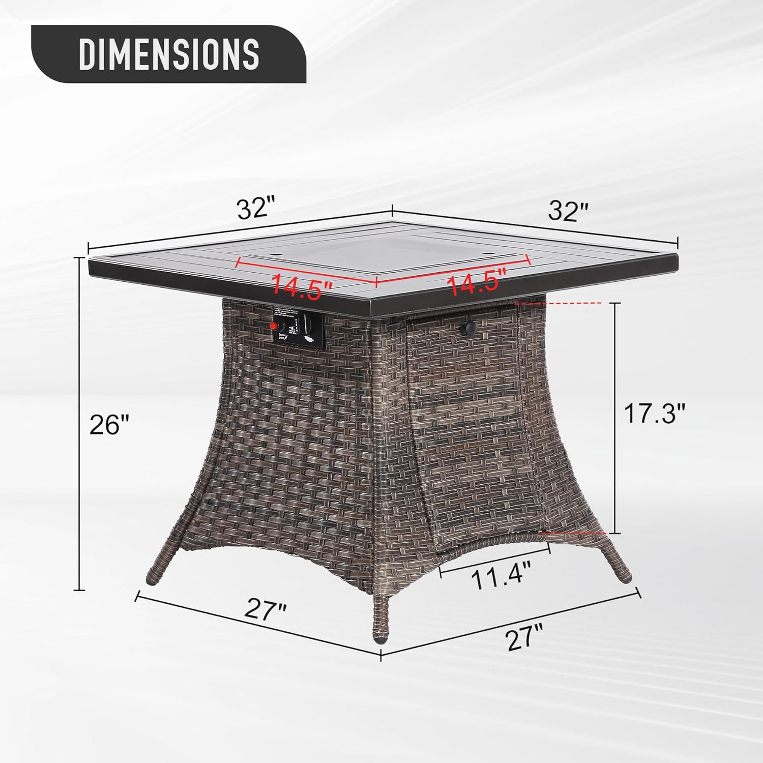 32” Fire Pit Table, 50,000 BTU Outdoor Wicker Patio Propane Firepit, 2 in 1 Propane Fire Pit for Patio, Deck, Backyard