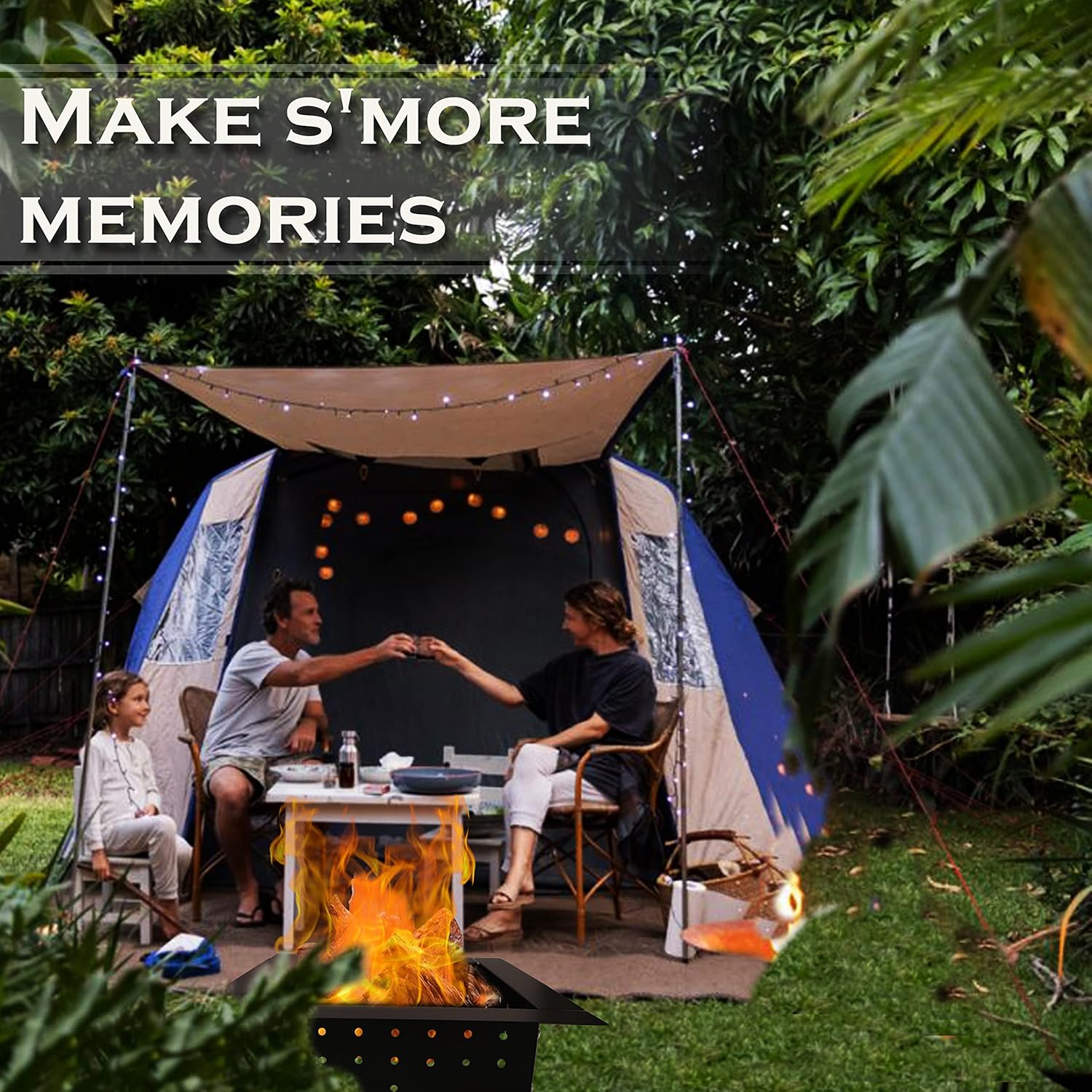 Simond Store Square Fire Pit Insert Ring Liner, Outdoor Heavy Duty 1.5mm Steel, 24 Inch Inside Diameter, 32 Inch Outside Diameter, for Wood Burning Fireplace Camping and Bonfire