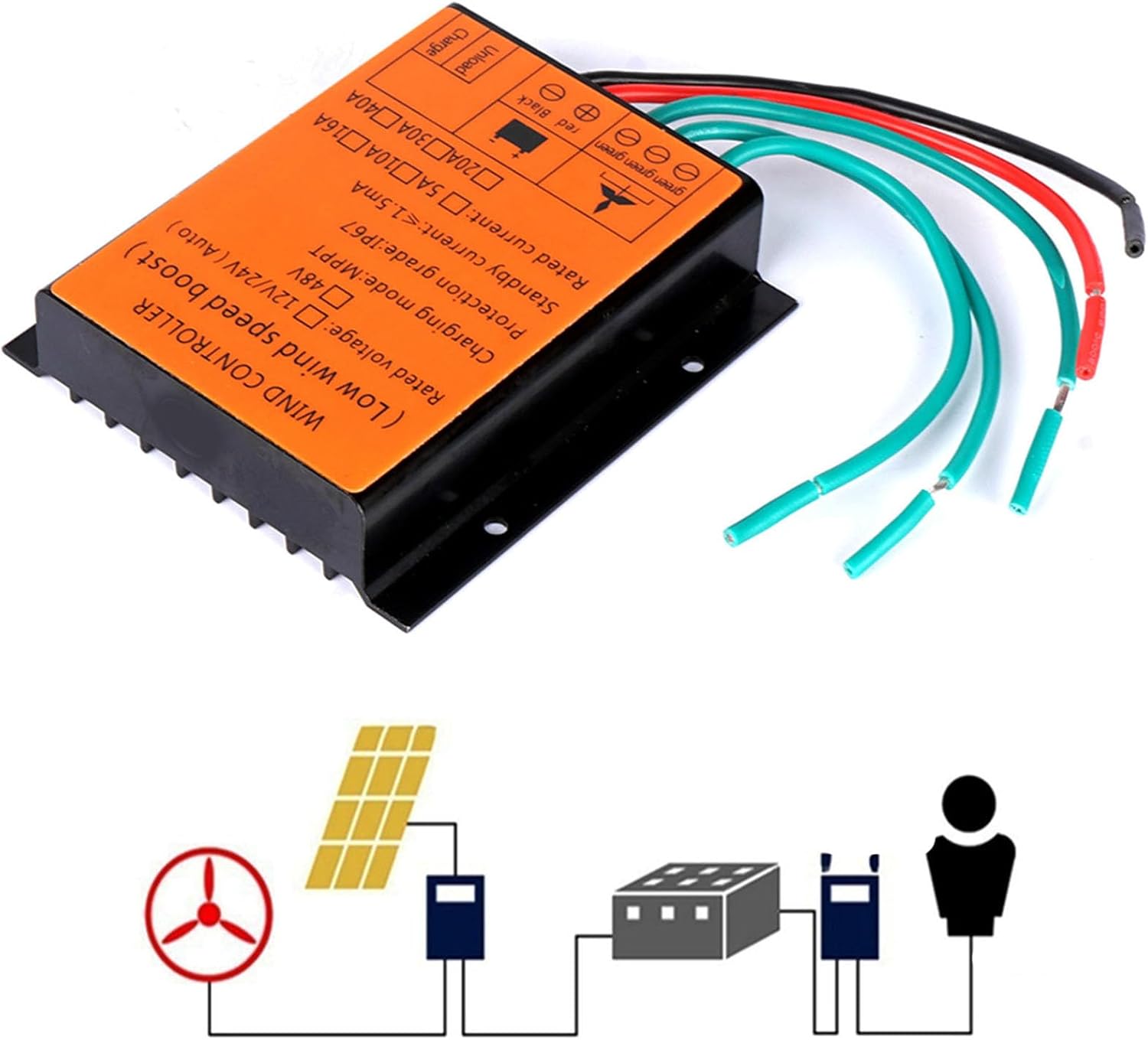 48v,2000W-3000W MPPT Wind Turbine Charge Controller, 12V 24V Auto 48V Waterproof IP67 Controller for DC AC Wind Turbine Gnerator
