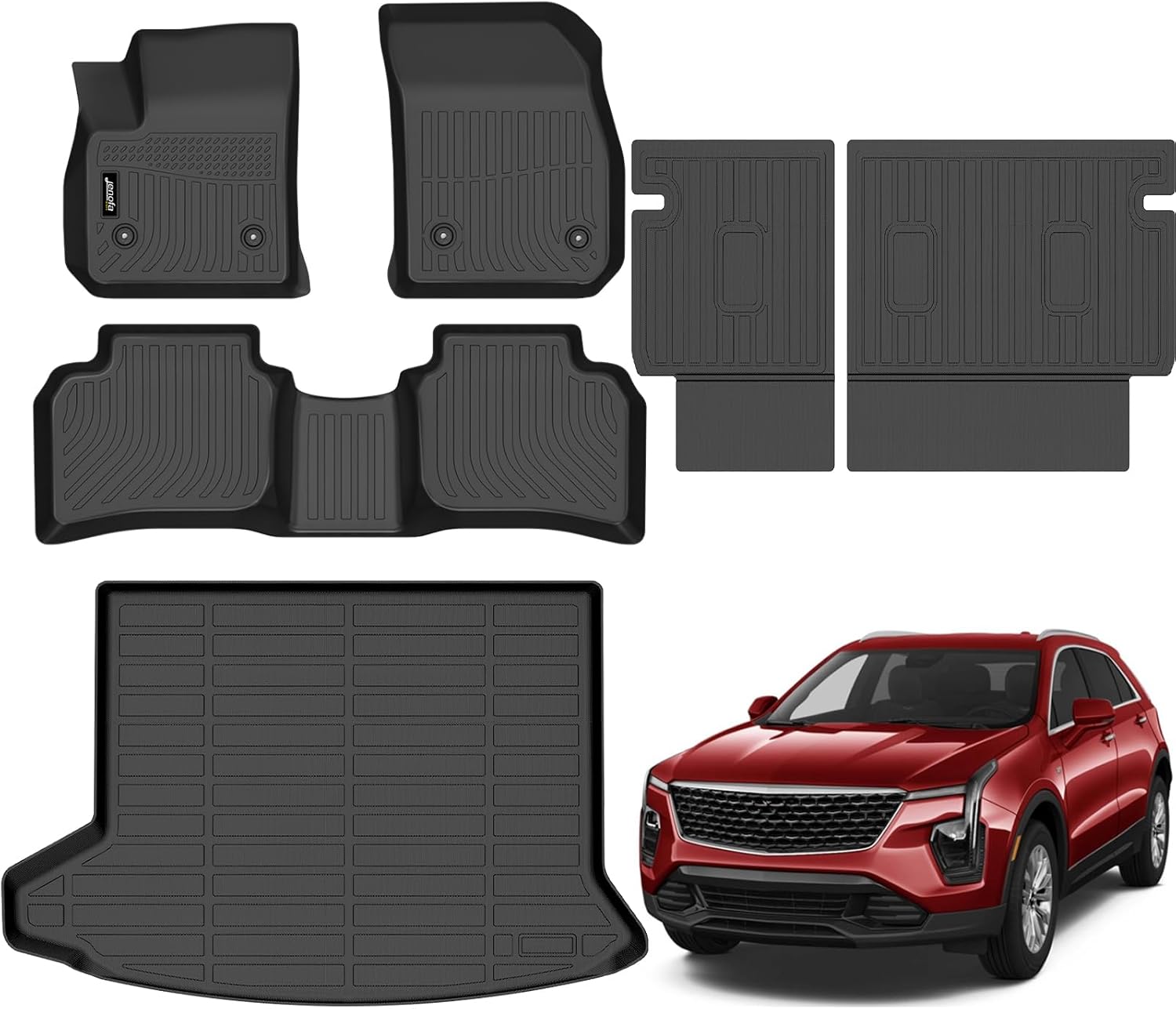 Jenofa-for Cadillac XT4 2019-2025 All Weather Floor Mats Automotive Non-Slip Waterproof Car Mat for 2024 XT4 Accessories (Floor Mats & Rear Seat Back Mats & Cargo Liner)