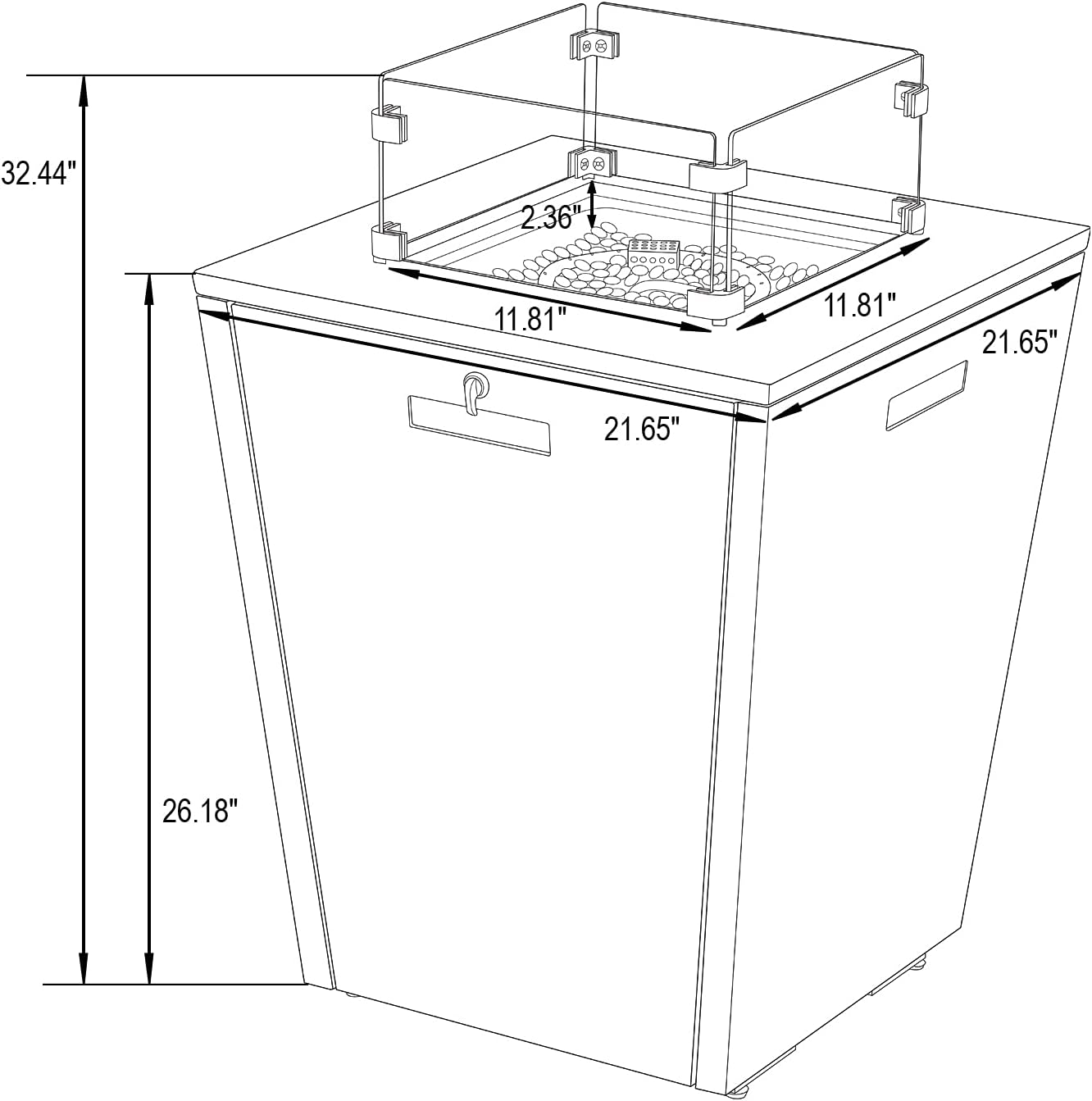 LeisureMod Modern White Aluminum Outdoor Chaise Lounge Chair with Arms and Square Fire Pit Side Table, Burgundy – Perfect for Patio, Lawn, and Garden