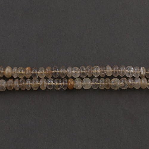 LKBEADS 2 Strand Natural Golden Rutile Silver Coated Faceted Rondelles - Roundel Beads 8mm 13 Inches