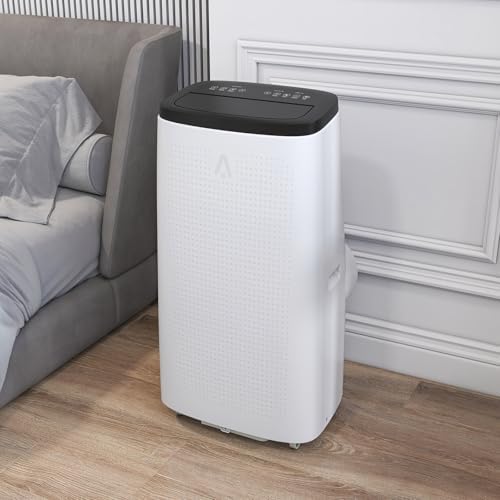 14000 BTU Portable Air Conditioners for Room Cooling Up to 750 Sq. Ft, 3 In 1 Mobile Indoor AC Units with Dehumidifier & Fan, Remote Control, Sleep Mode, 24H Timer, Window Vent Kit (White+Black)