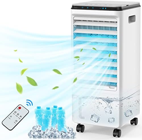 Evaporative Air Cooler - AOLOS 3-IN-1 Portable Air Cooler & Air Conditioner Fan w/Remote, 3 Speeds, 1.85-Gal Water Tank, 7H Timer & 40°Oscillation, Ultra Quiet Evaporative Cooler for Room Home Office