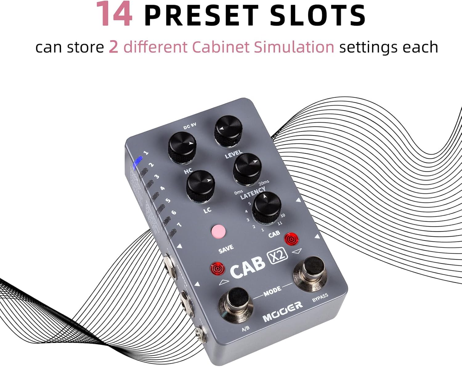 MOOER CAB X2 Dual Footswitch Cab Sim IR Loading Stereo Cabinet Simulation Pedal with 14 Presets Slots Supporting Software Editing