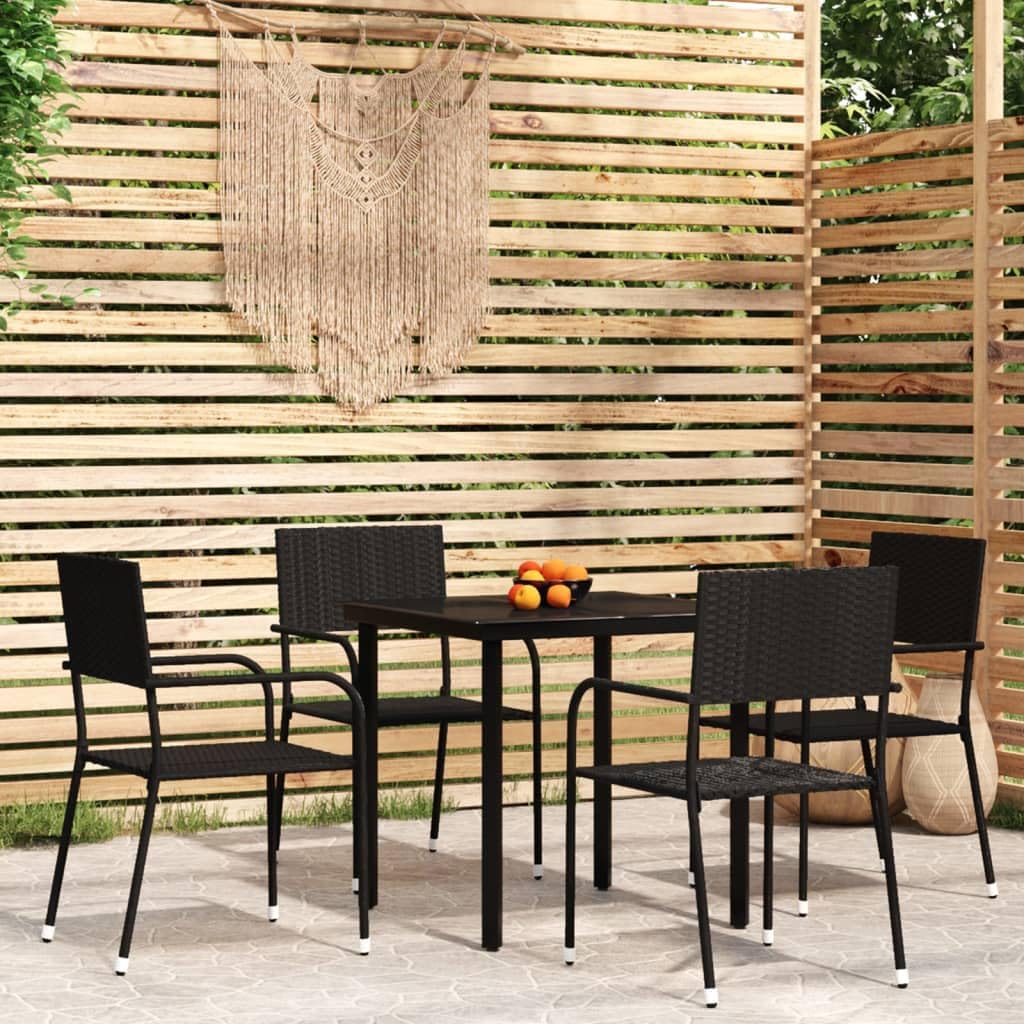 Furniture Sets 5 Piece Patio Dining Set Black,Elegant Patio Dining Set: Sturdy and Comfortable for Outdoor Gatherings Garden Conversation Sets