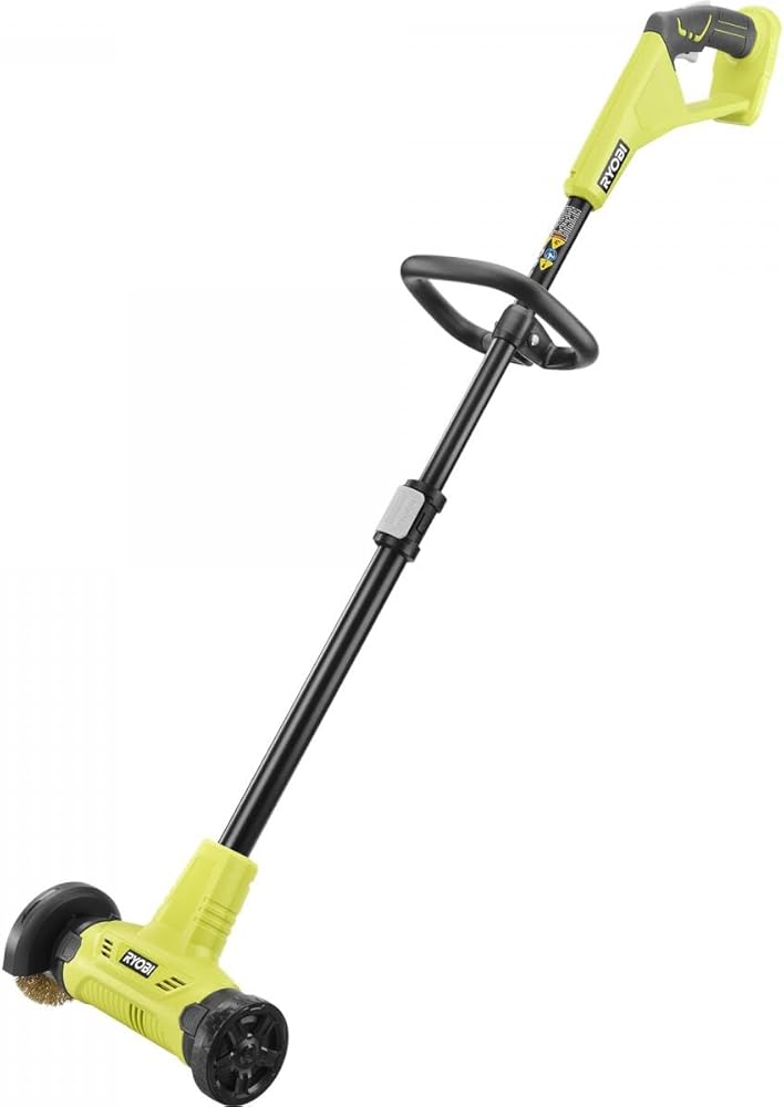 RYOBI 18V ONE+ Patio Cleaner with Wire Brush Edger Weed Remover (Tool Only, Green, Battery Powered)