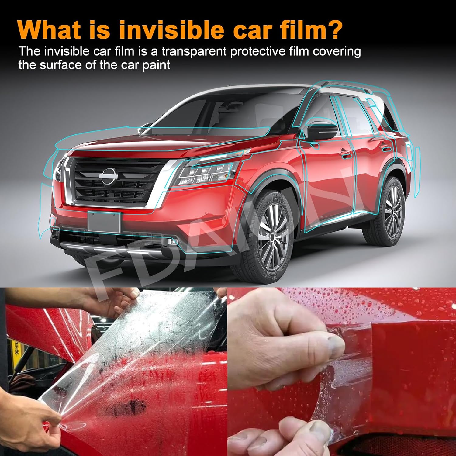 Precut Paint Protective Film for 2022-2025 Nissan Pathfinder 8.5 Mil TPU PPF Clear Car HD Scratch Exterior Accessories (Front Bars + Headlights 4Pcs)