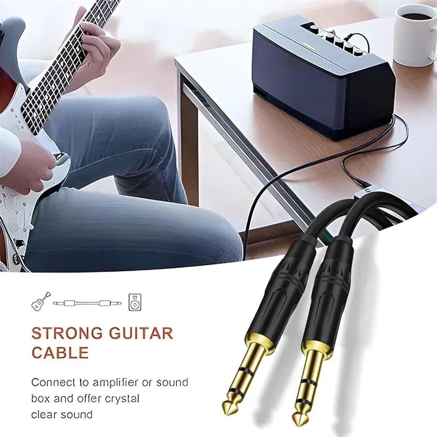 Guitar Audio Cable 6.5mm Guitar Cable Male to Male 1/4inch Stereo Cables for DJ Amp Cable for Amplifier Keyboard Mixer(PVC Coat,15m)