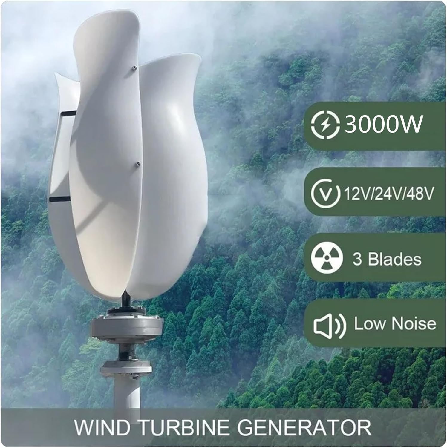 CAJUCA 8000W Tulip Type Wind Turbine Vertical Axis Wind Turbine Generator Kit Free Energy Windmill Wind Turbine Generator Wind and Solar