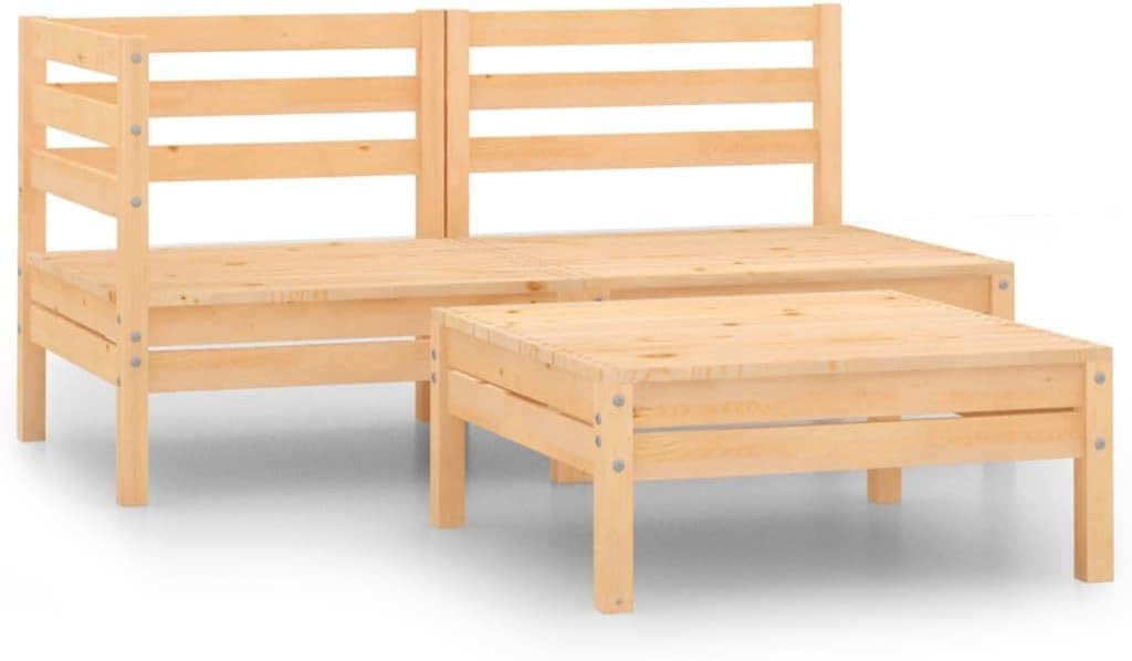 3 Piece Patio Lounge Set Solid Wood Pine,Durable and Stylish Wooden Garden Lounge Set for a Relaxing Outdoor Experience Patio Furniture Sets, Outdoor Furniture Sets
