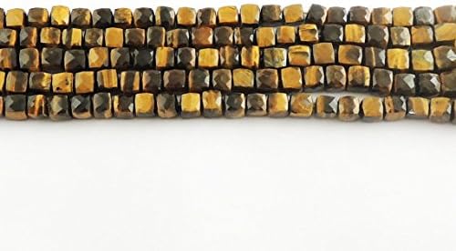 13 inch natural beads strand of 7-8mm faceted cube tiger's eye gemstone briolletes beads for DIY jewelry - necklace, bracelet, earring, ring.