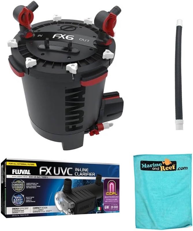 Inland Seas Fluval FX6 High Performance Canister Filter & UVC Clarifier Bundle (4 Items)